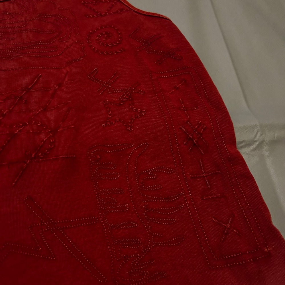 VTG‎ 90s/Y2K Chicos Red Embroidered Celestial Tank Top Cotton Size 3 XL Boho - Picture 4 of 6